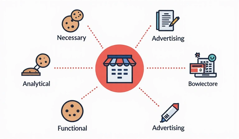 Diagramm der verschiedenen Cookie-Typen und ihrer Funktionen